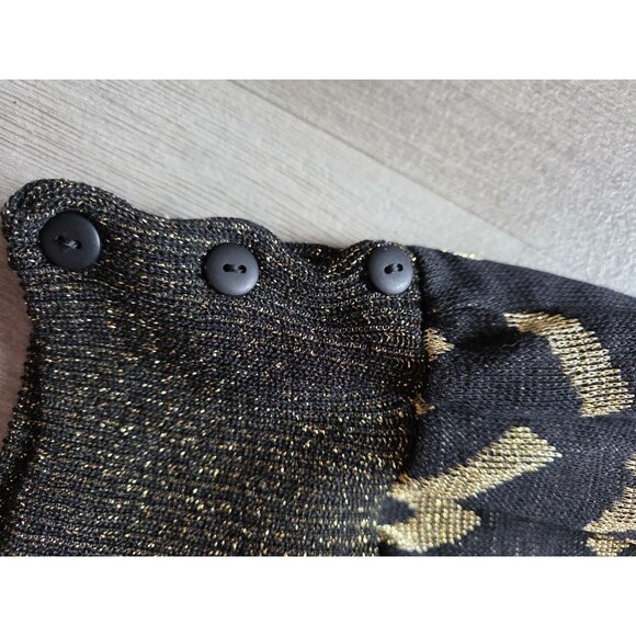 Sharon Anthony Geometric Pattern Sweater Lurex Metallic Black & Gold Batwing 22w - Picture 6 of 9